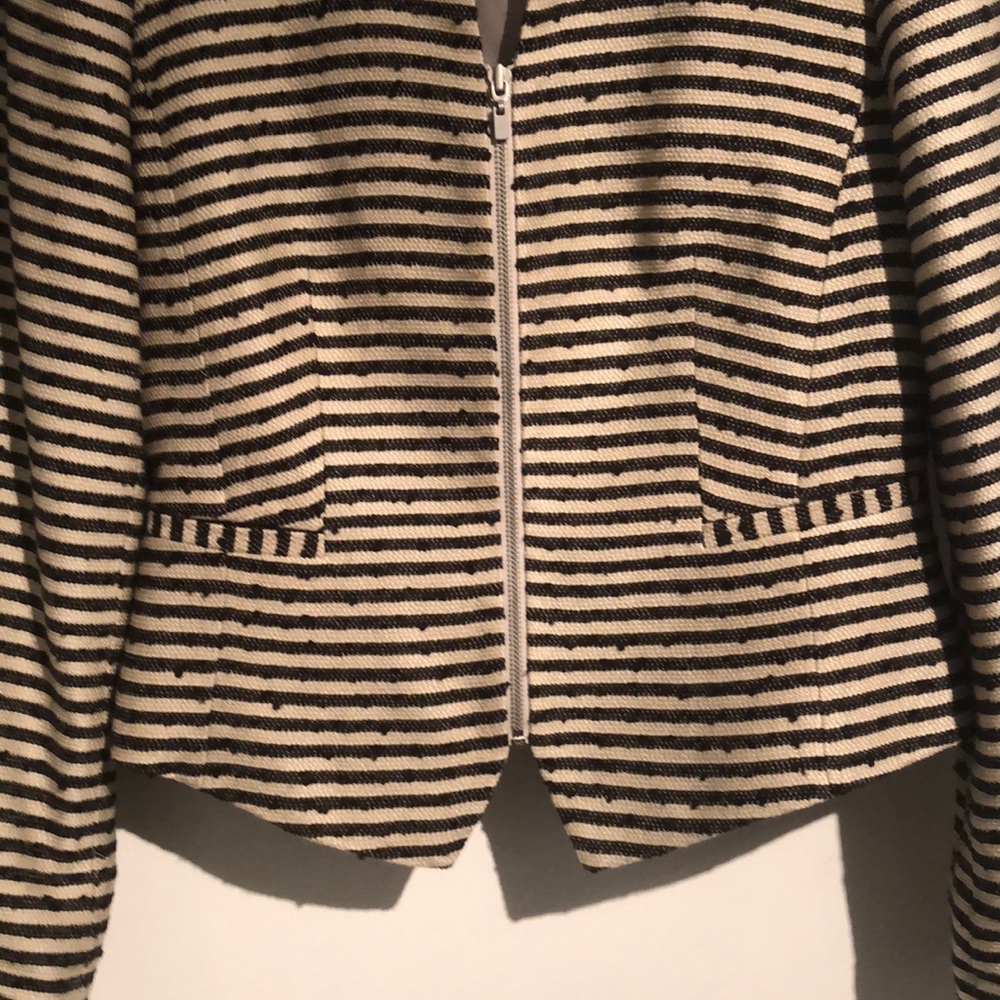 LOFT Wool Stripped Blazer w/ zipper